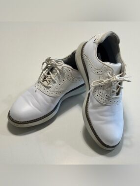 Footjoy Boys Traditions Golf Shoes Size 2Y White Leather Waterproof